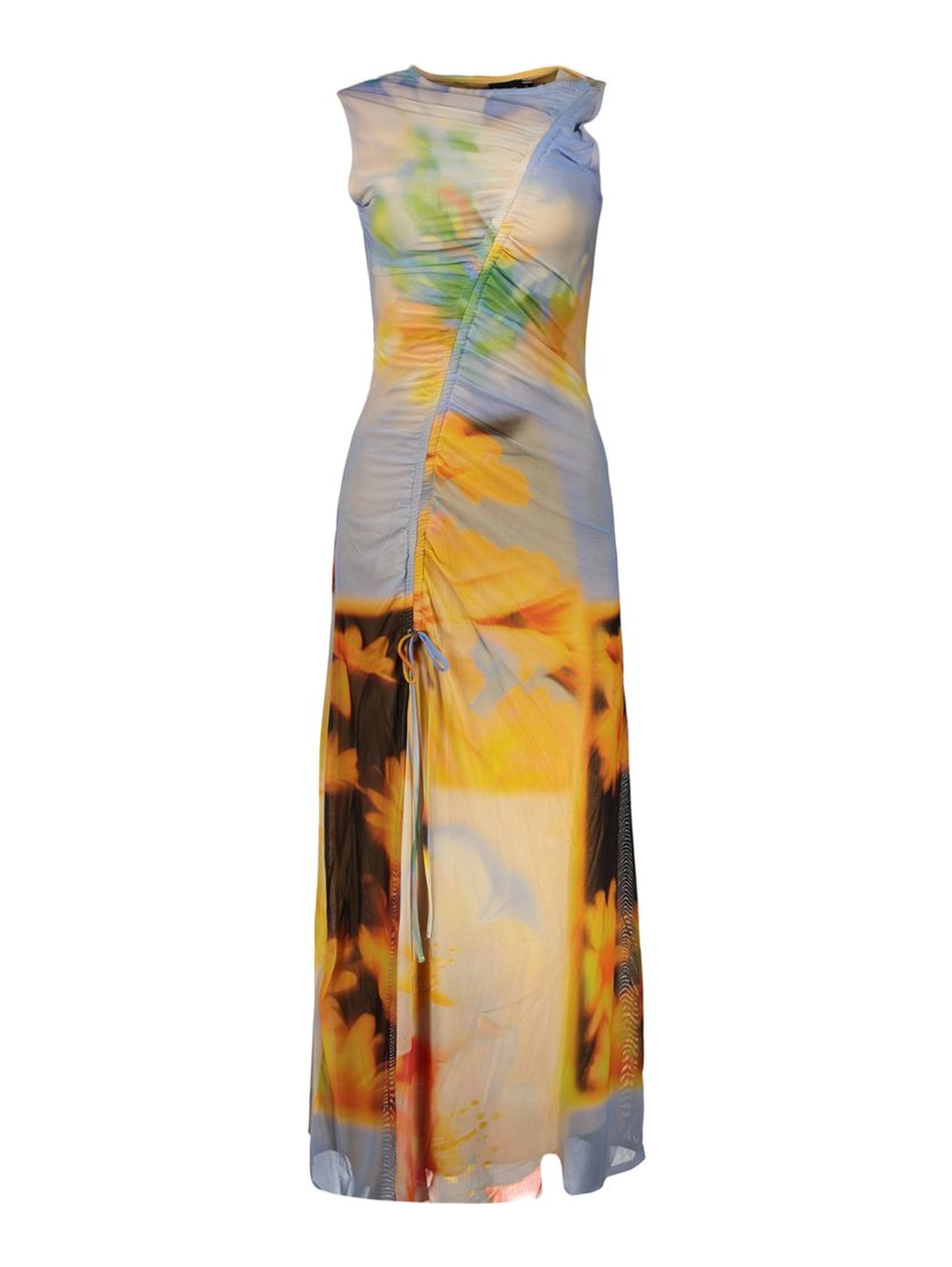 Blue Elastane Casual Dress
