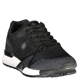 Black Polyester Athletic Sneakers