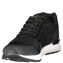 Black Polyester Athletic Sneakers