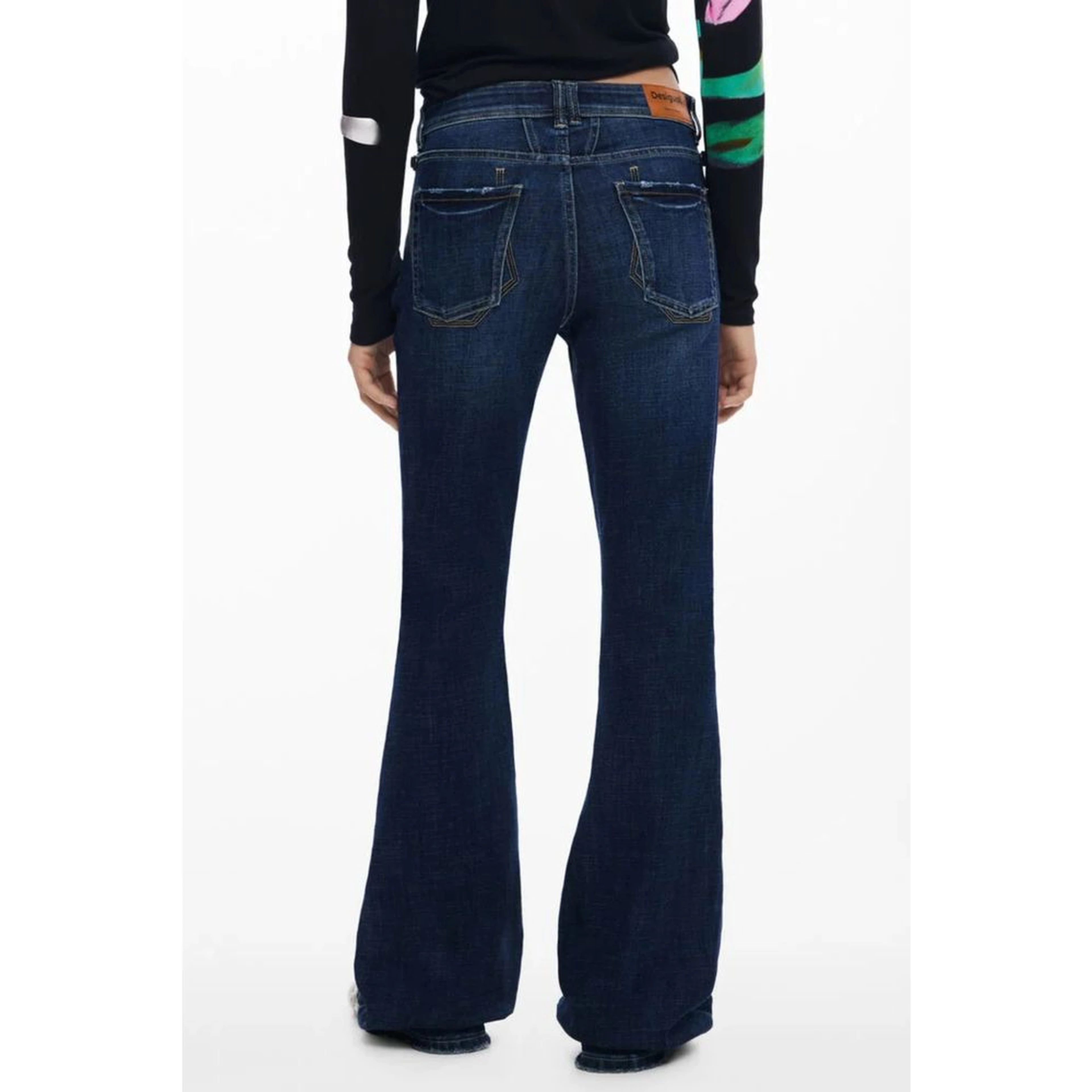 Blue Cotton Flared Jeans