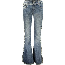 Blue Cotton Flared Jeans