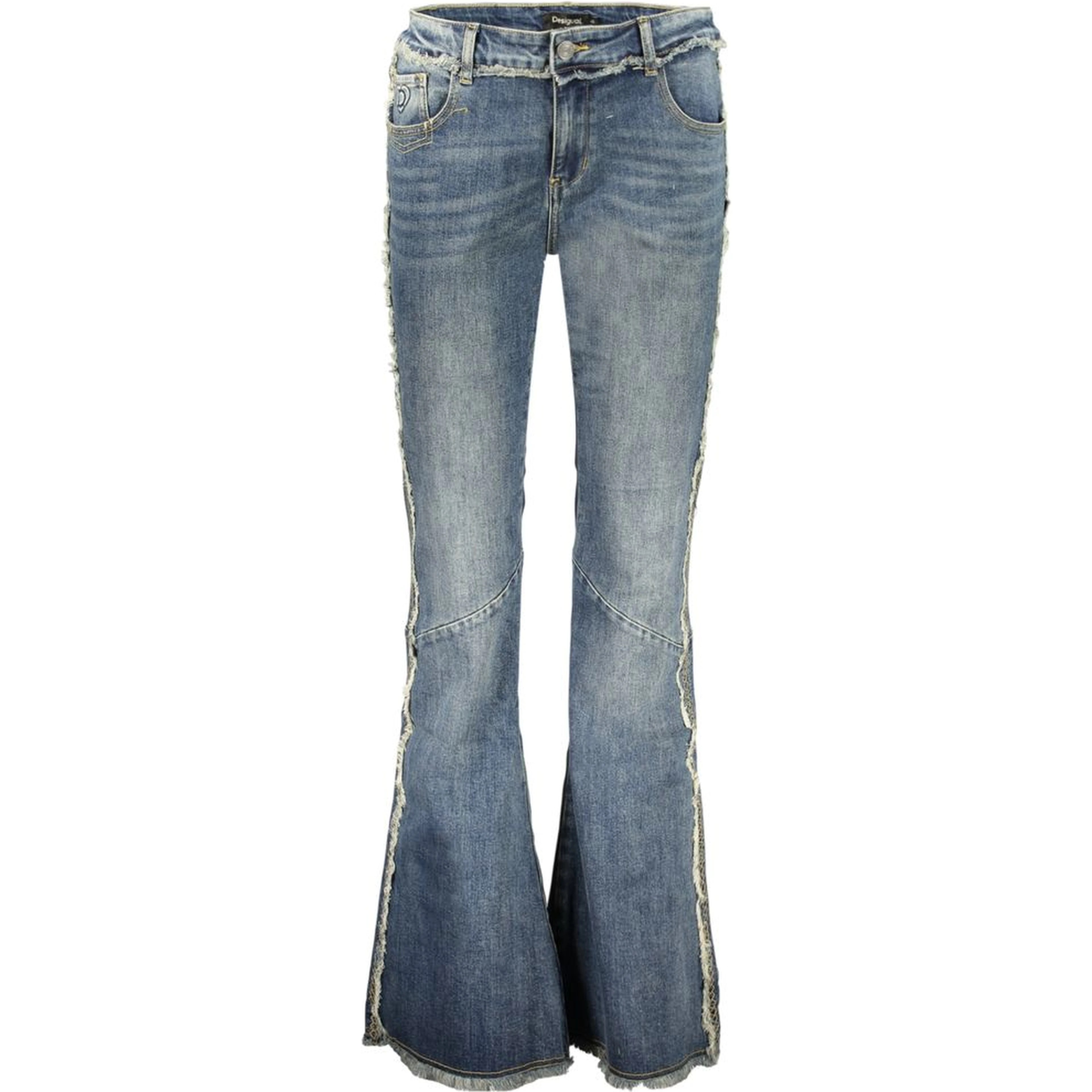 Blue Cotton Flared Jeans