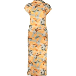 Orange Elastane Casual Dress