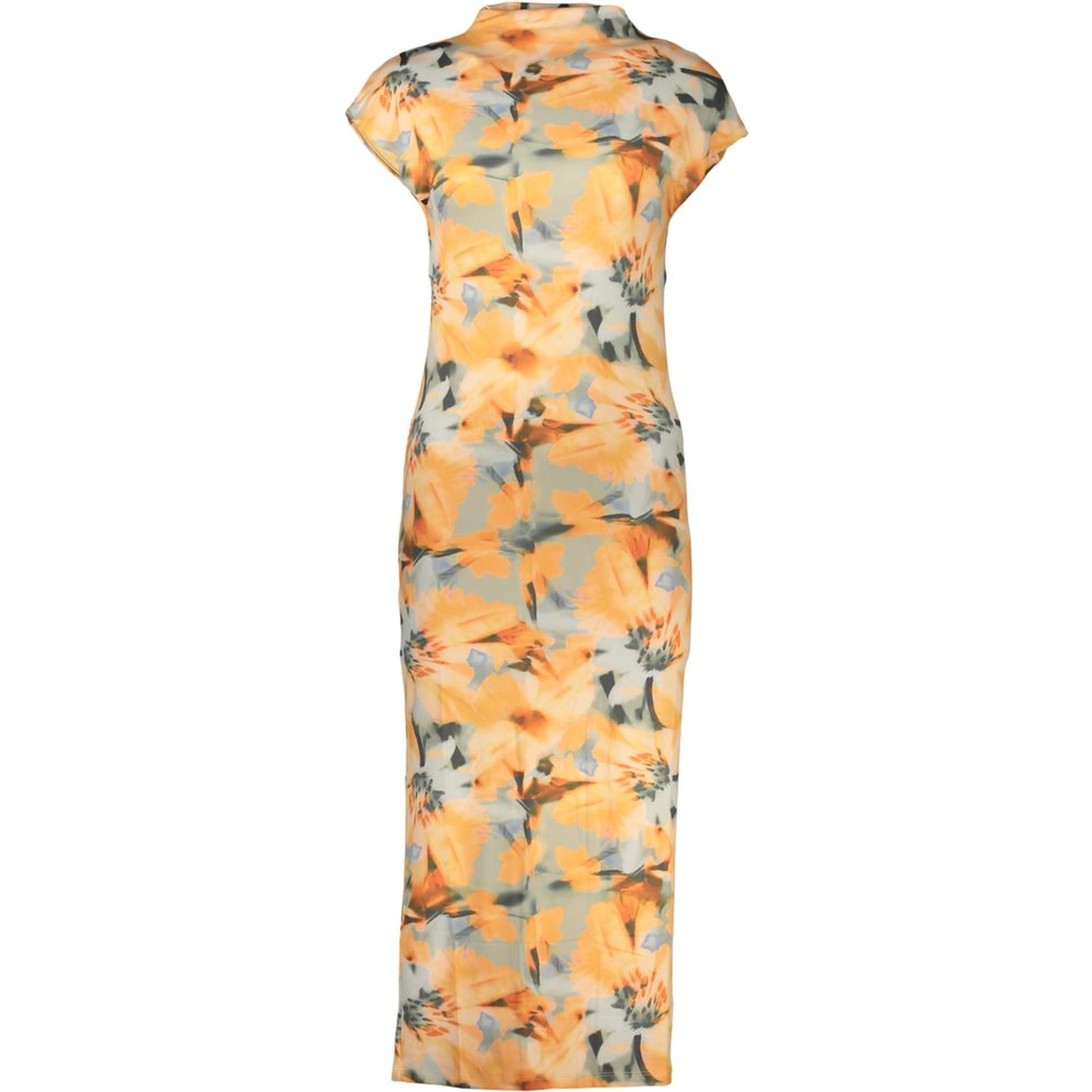 Orange Elastane Casual Dress