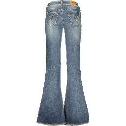 Blue Cotton Flared Jeans