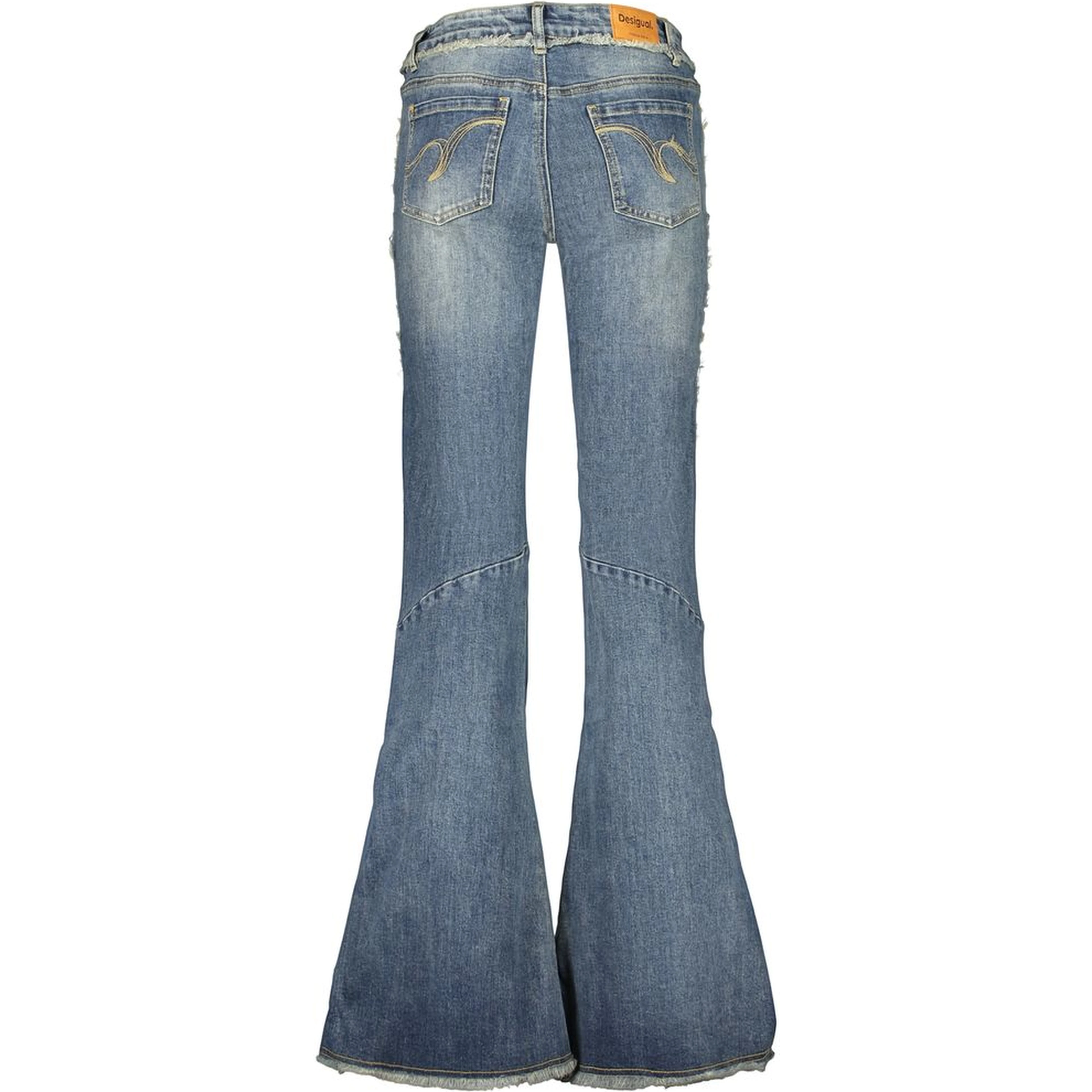 Blue Cotton Flared Jeans
