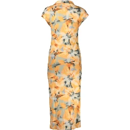 Orange Elastane Casual Dress