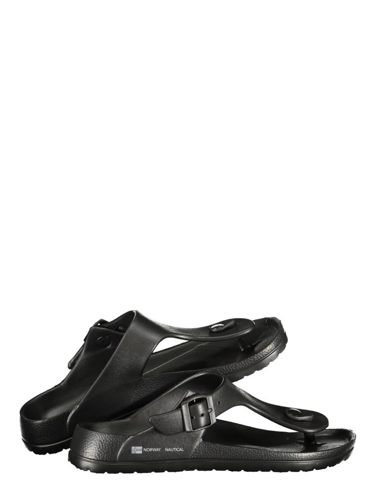 Black Plastic Flip-Flop Sandals