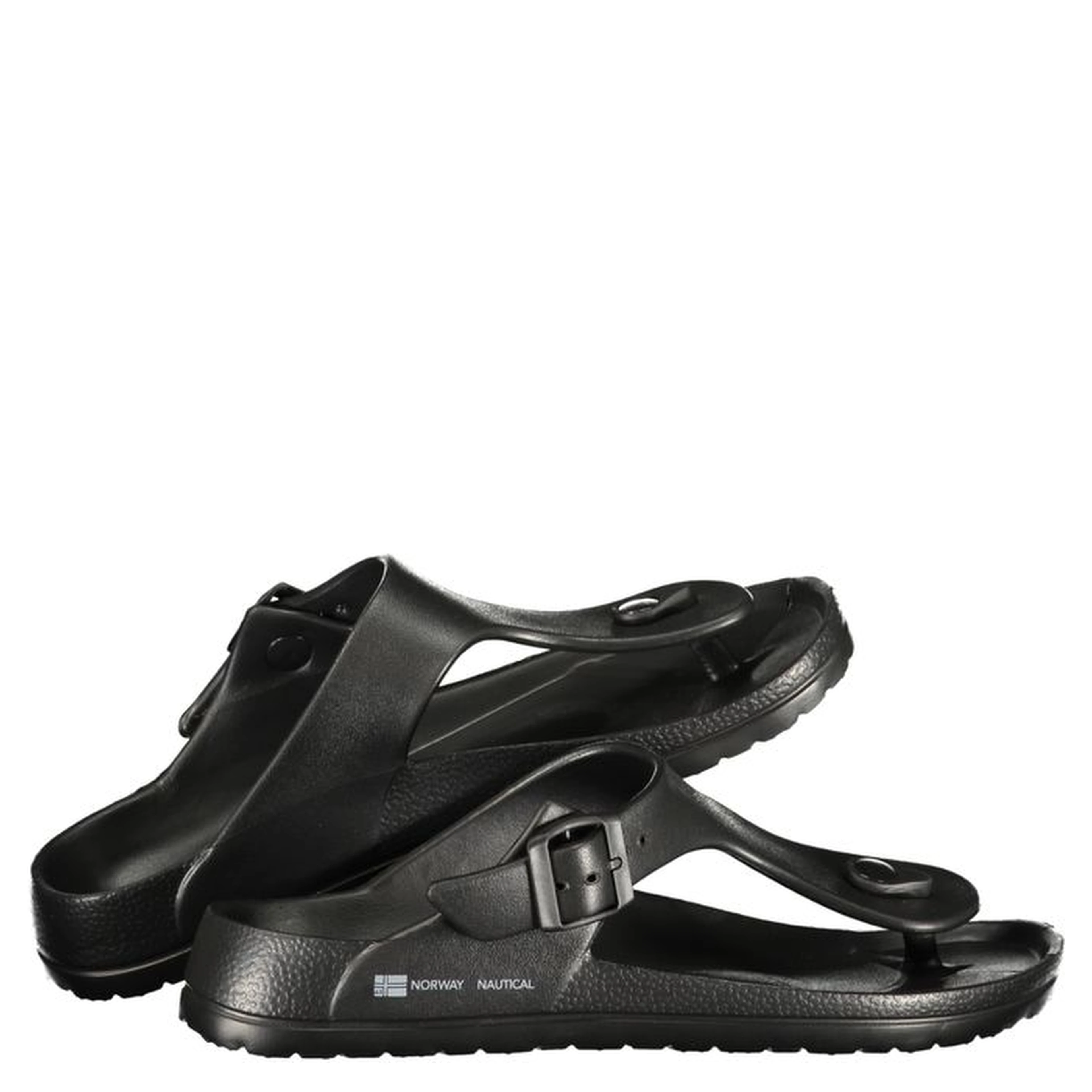 Black Plastic Flip-Flop Sandals