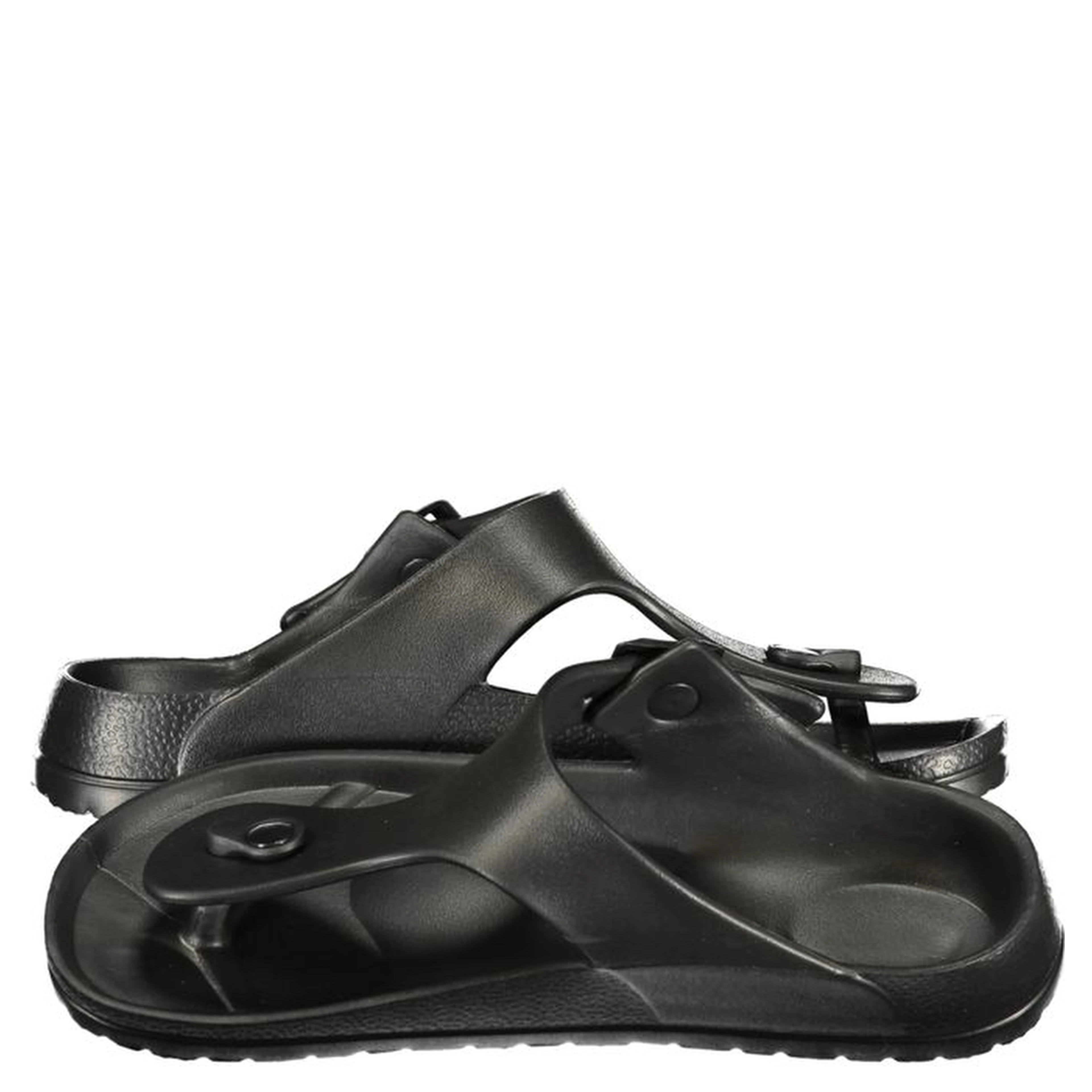 Black Plastic Flip-Flop Sandals