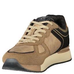 Brown Polyester Athletic Sneakers