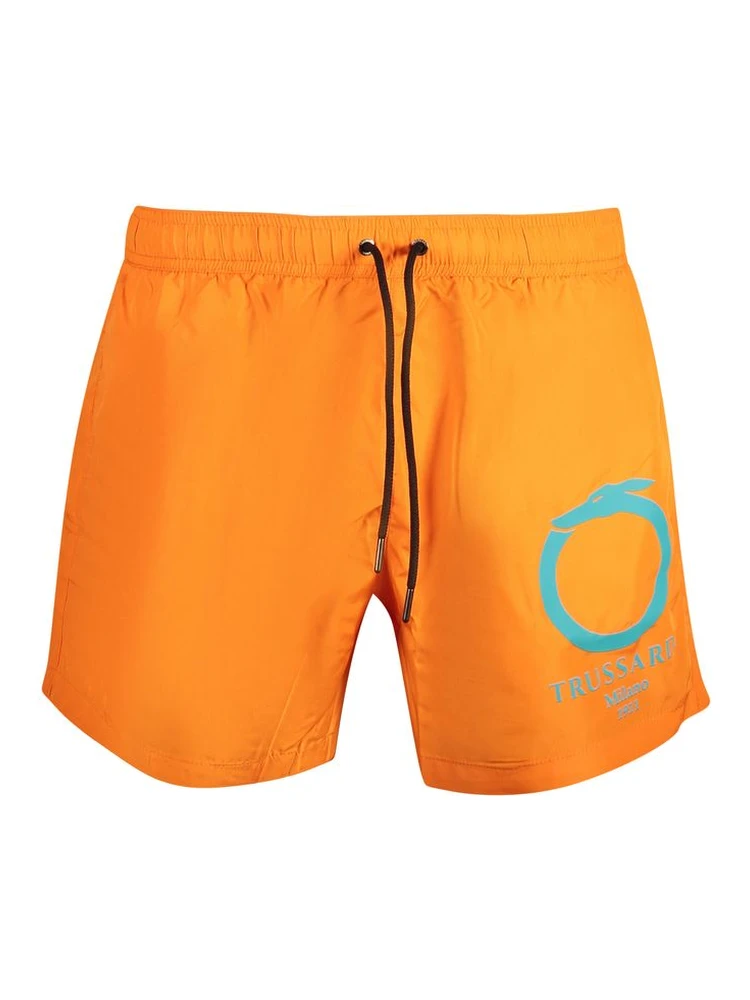 Orange Polyester Swim Shorts