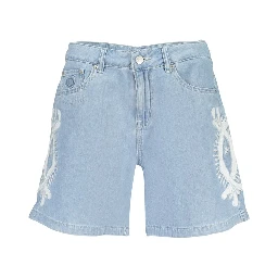 Light Blue Cotton Women's Short