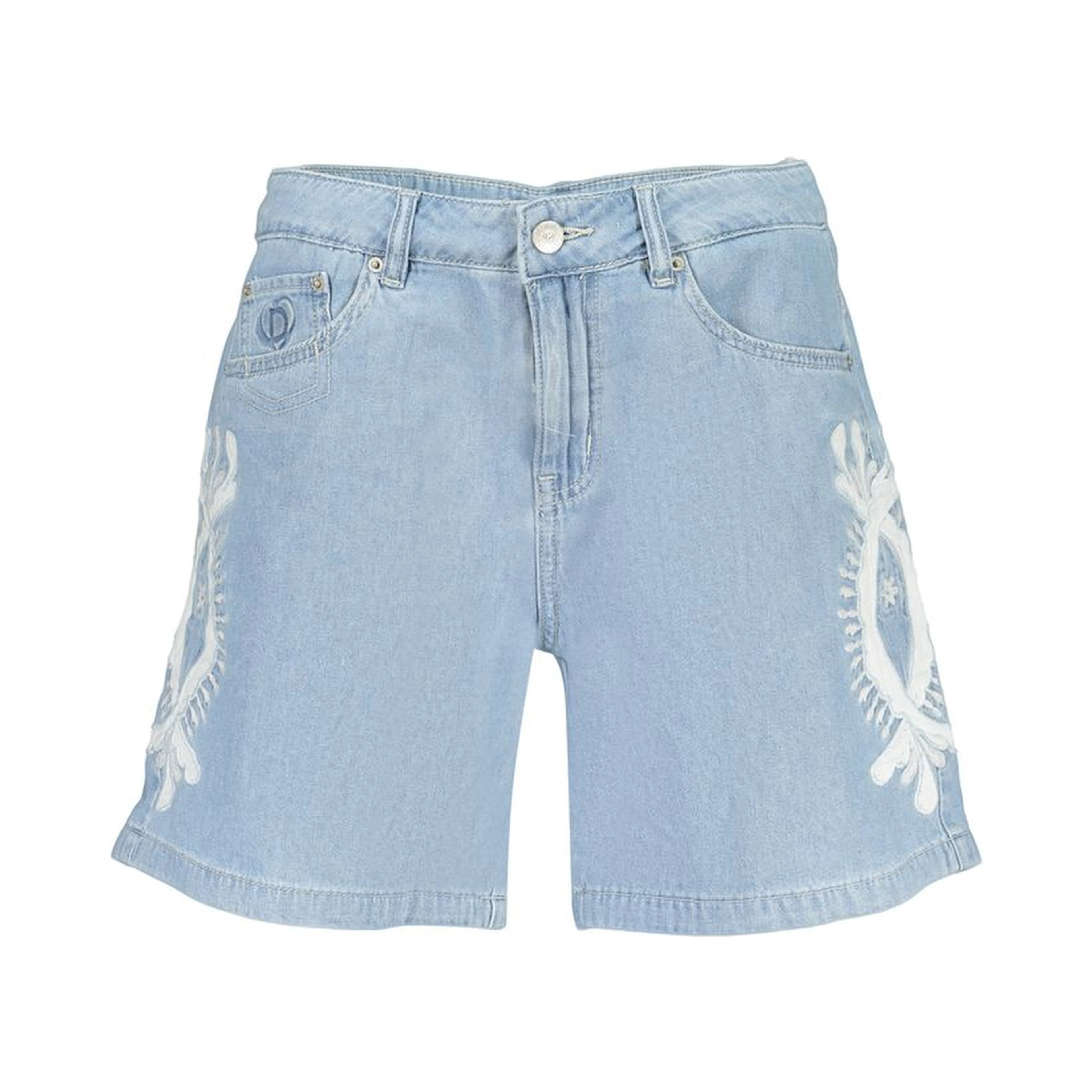 Light Blue Cotton Women's Short