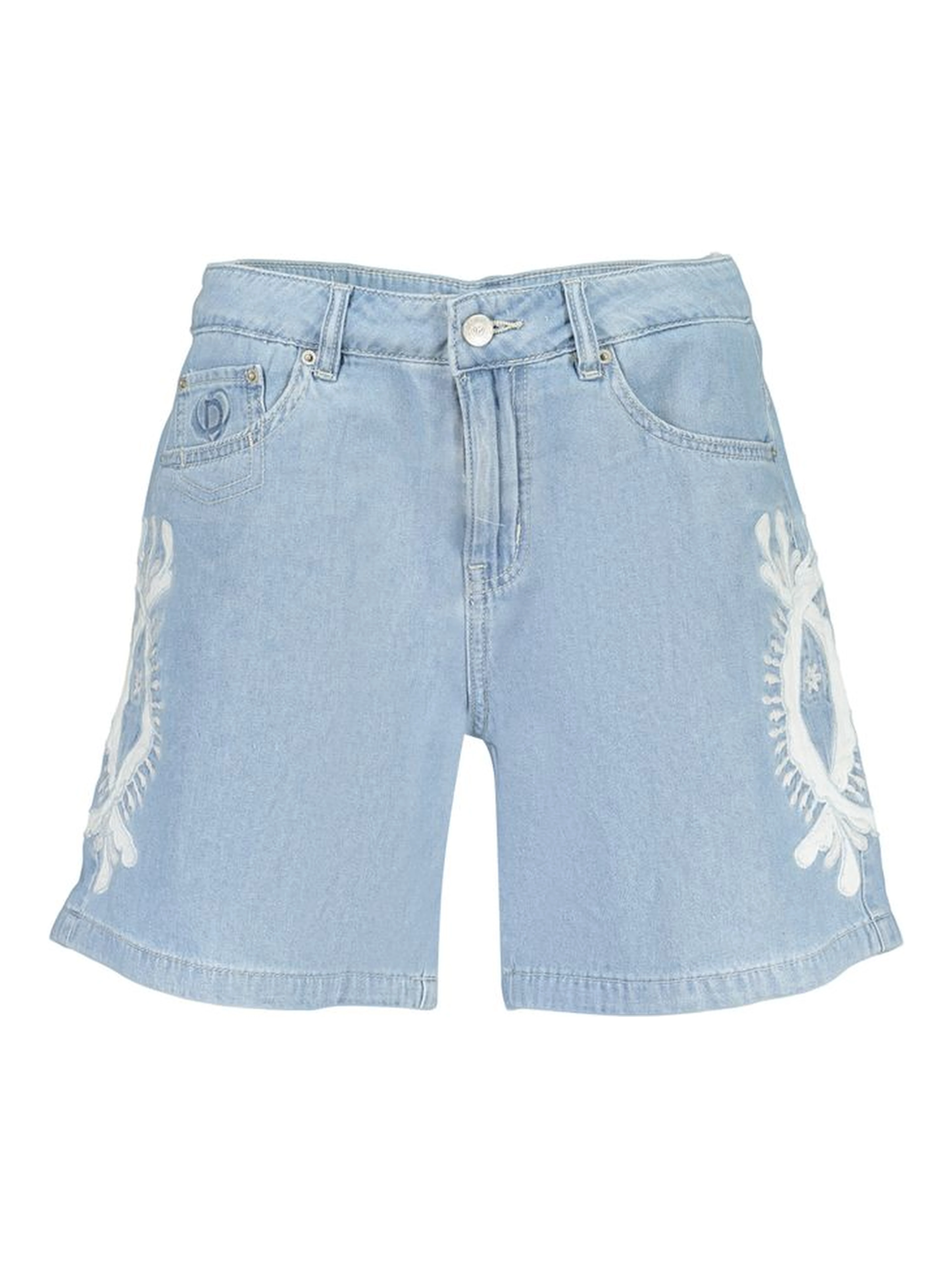 Light Blue Cotton Women's Short