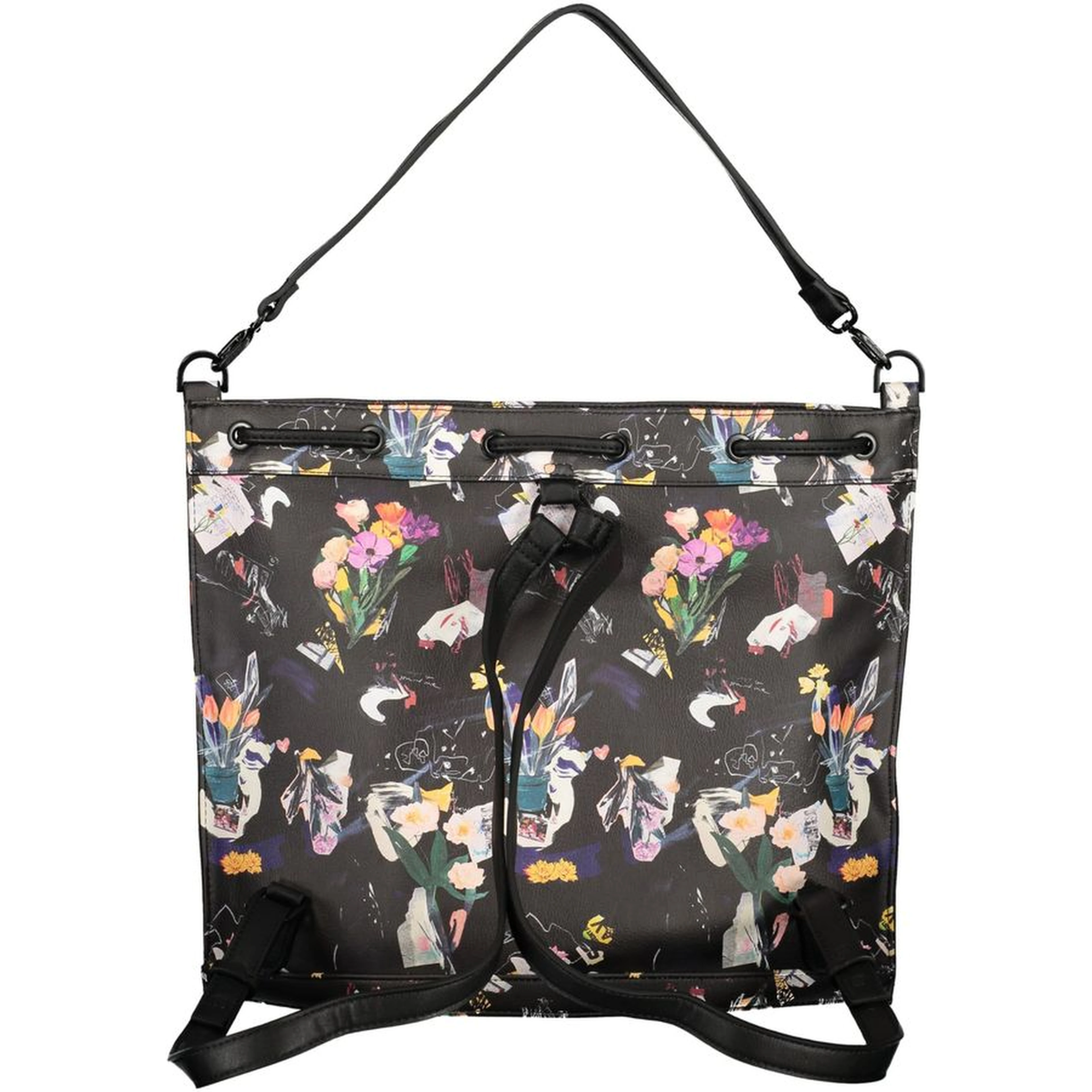 Black Polyurethane Women's Backpack