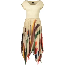 Beige Polyester Women's Dress