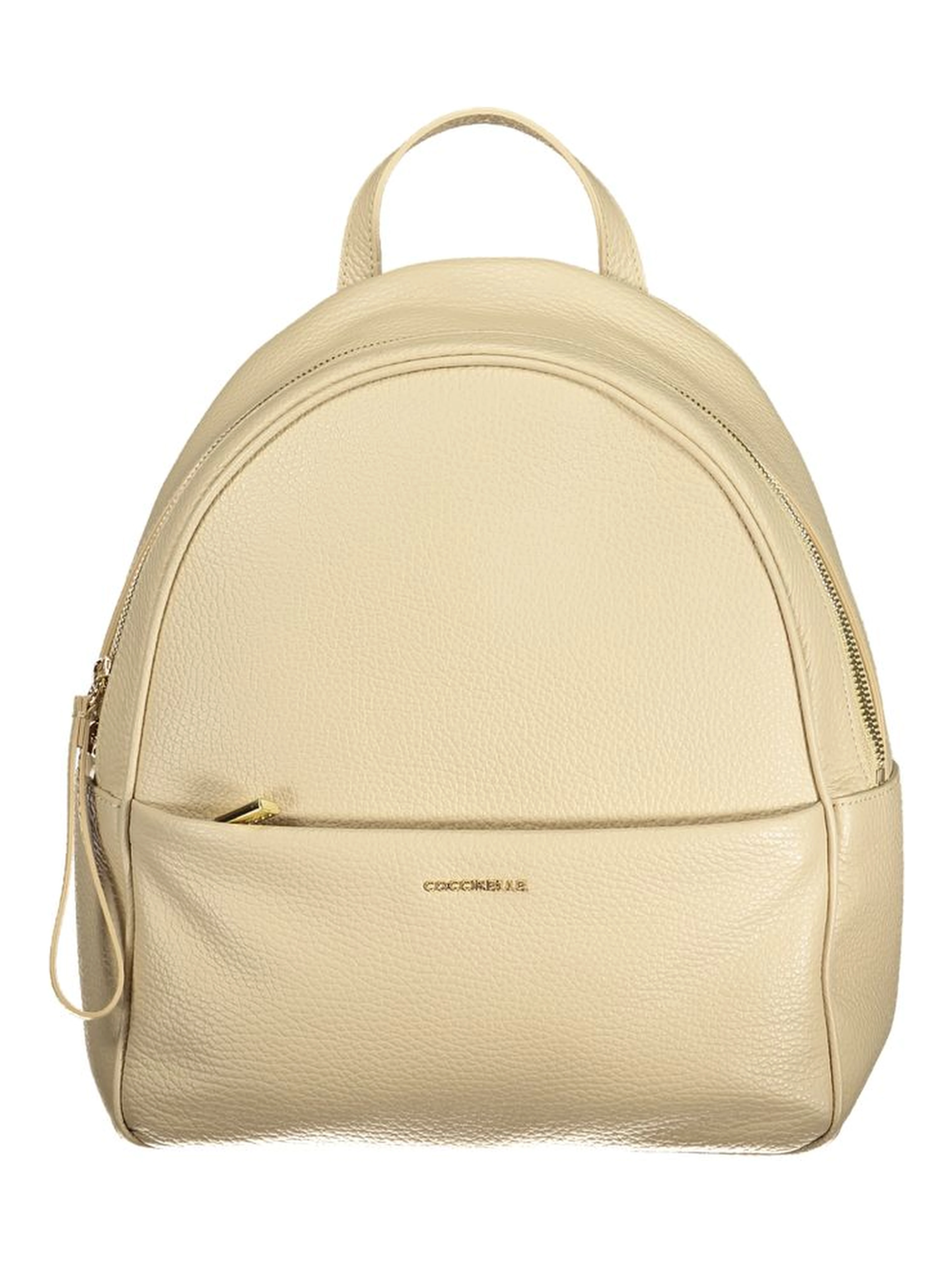 Beige Leather Womens Backpack