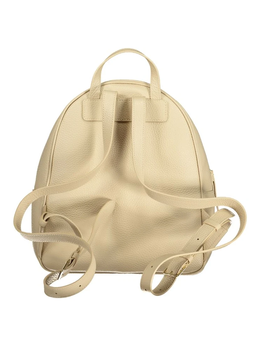 Beige Leather Womens Backpack