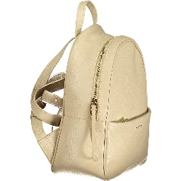 Beige Leather Womens Backpack