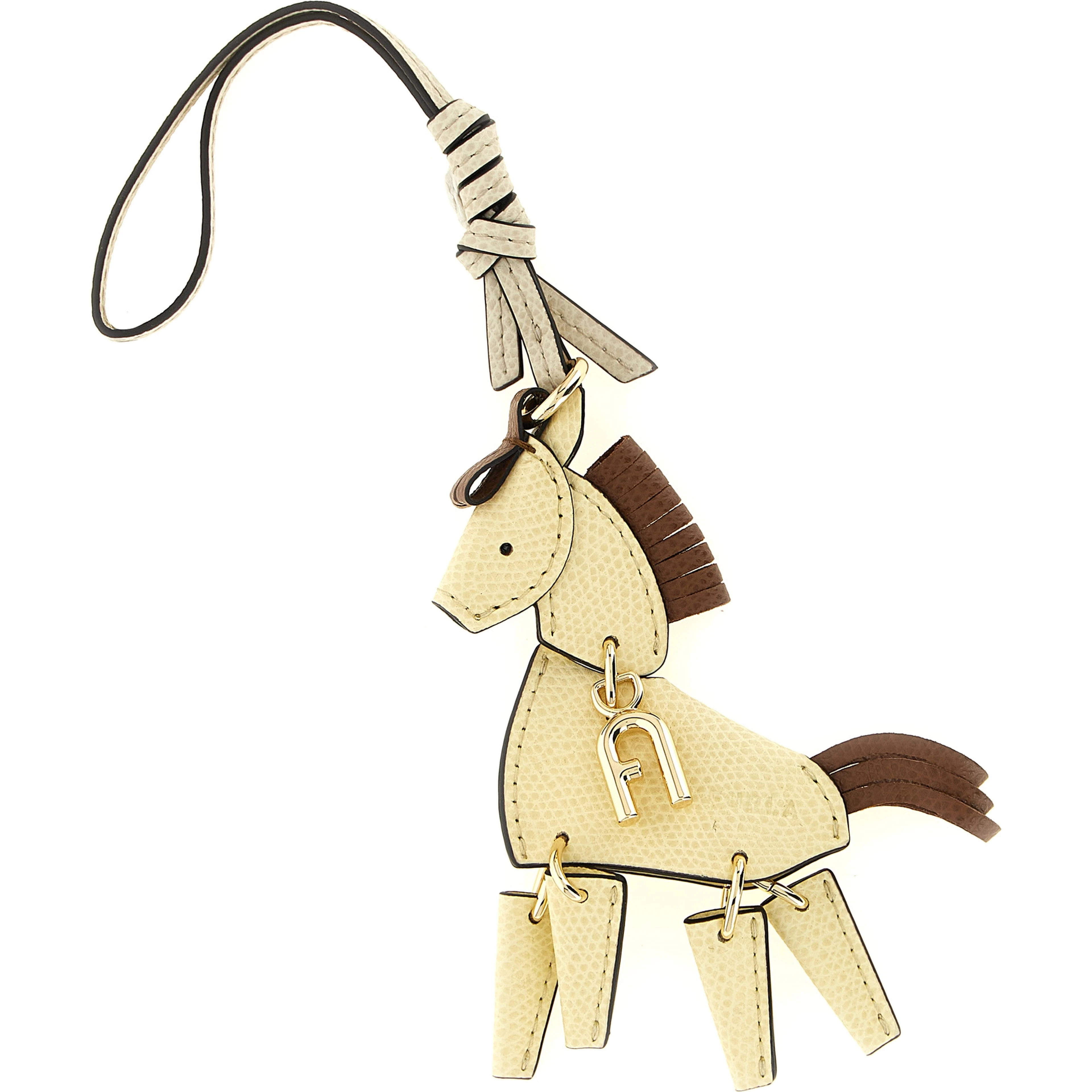 Beige Leather Keychain