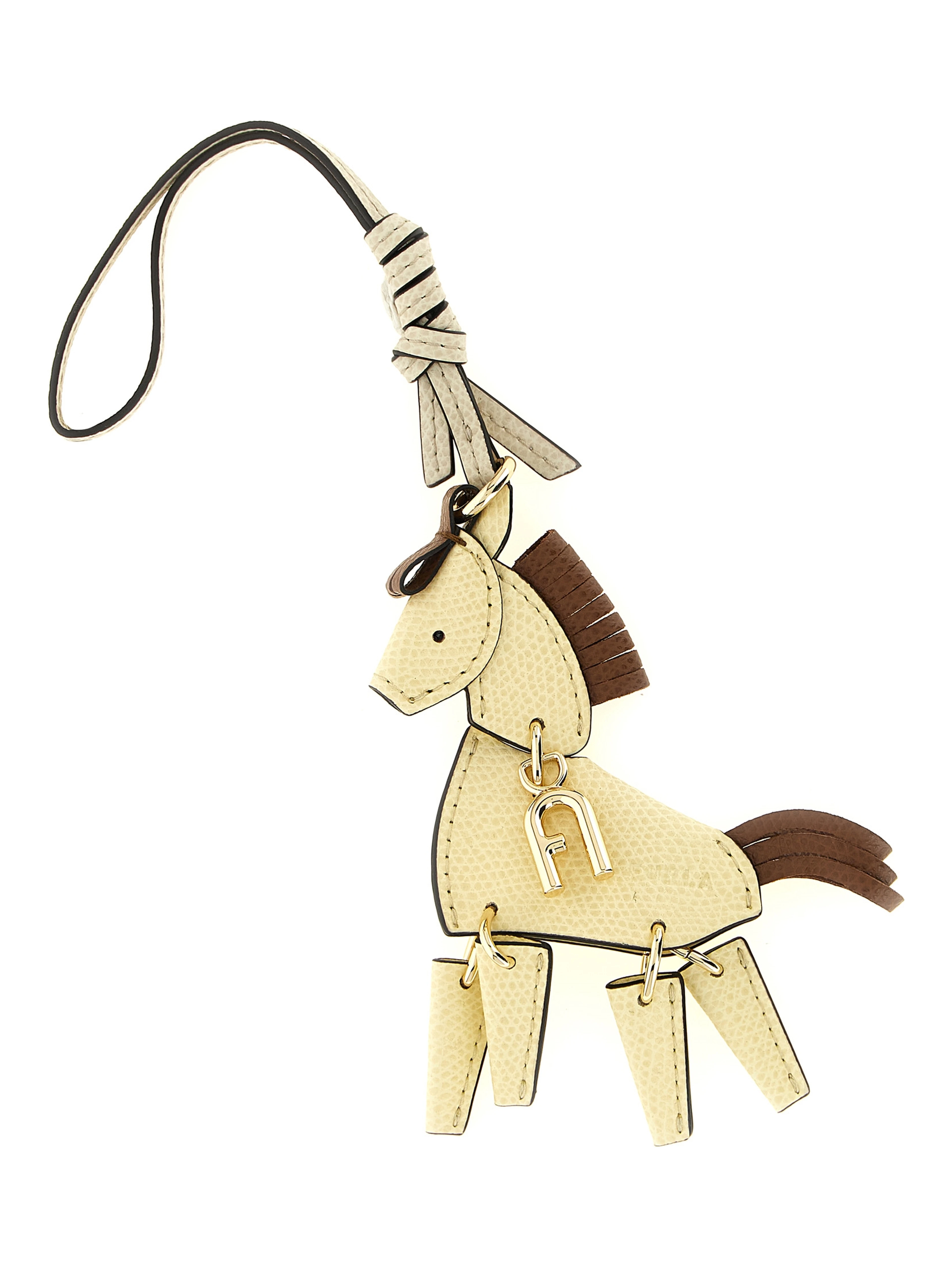 Beige Leather Keychain