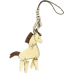 Beige Leather Keychain