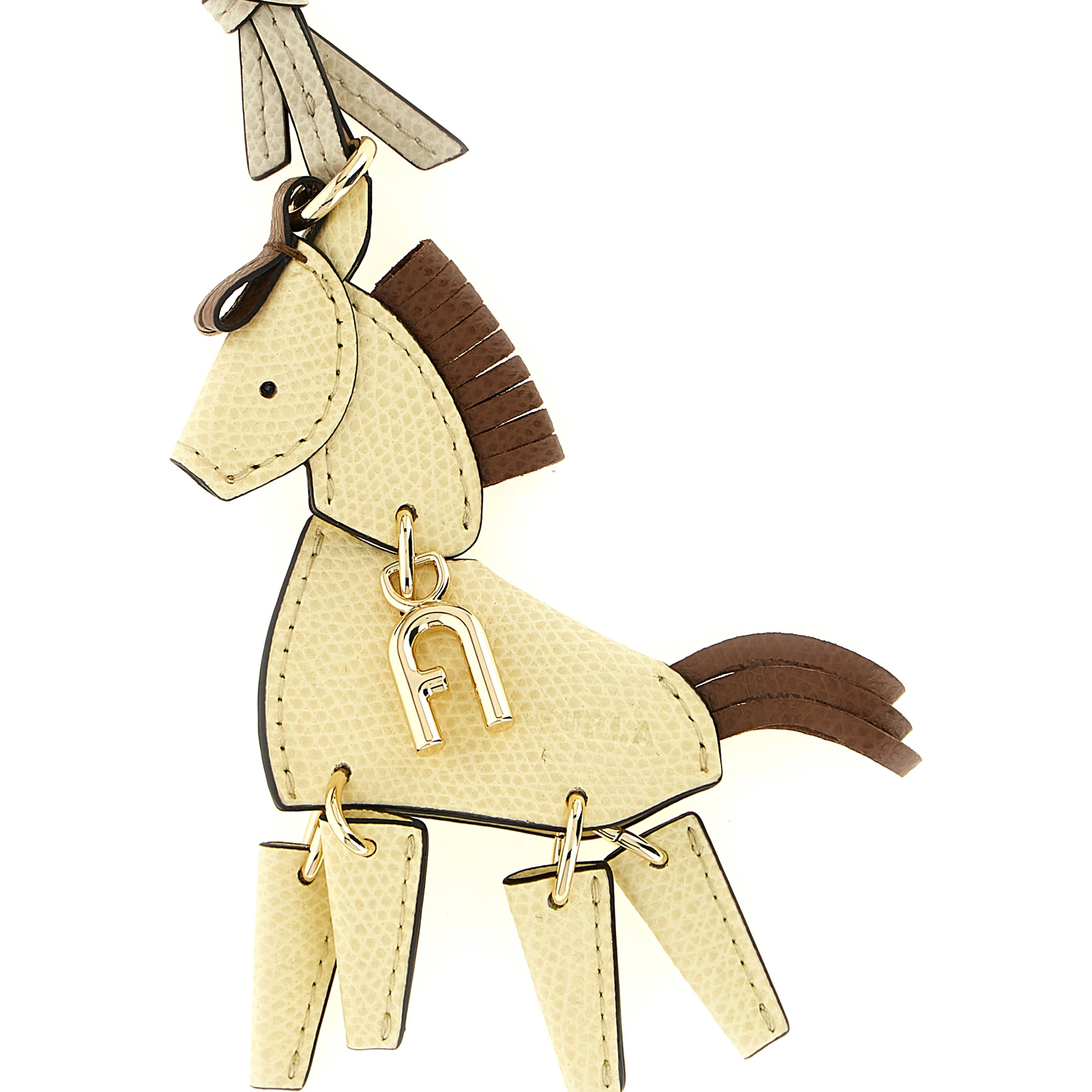 Beige Leather Keychain