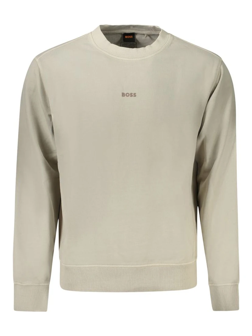 Beige Cotton Men Sweater
