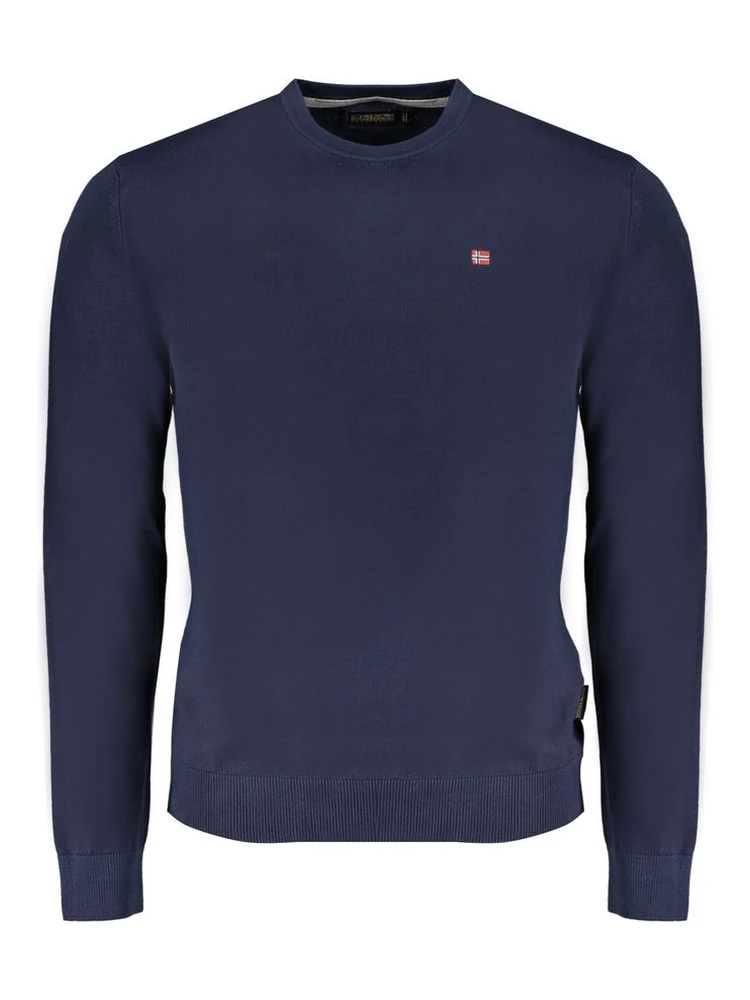 Blue Cotton Men Sweater