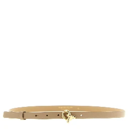 Beige Leather Thin Belt