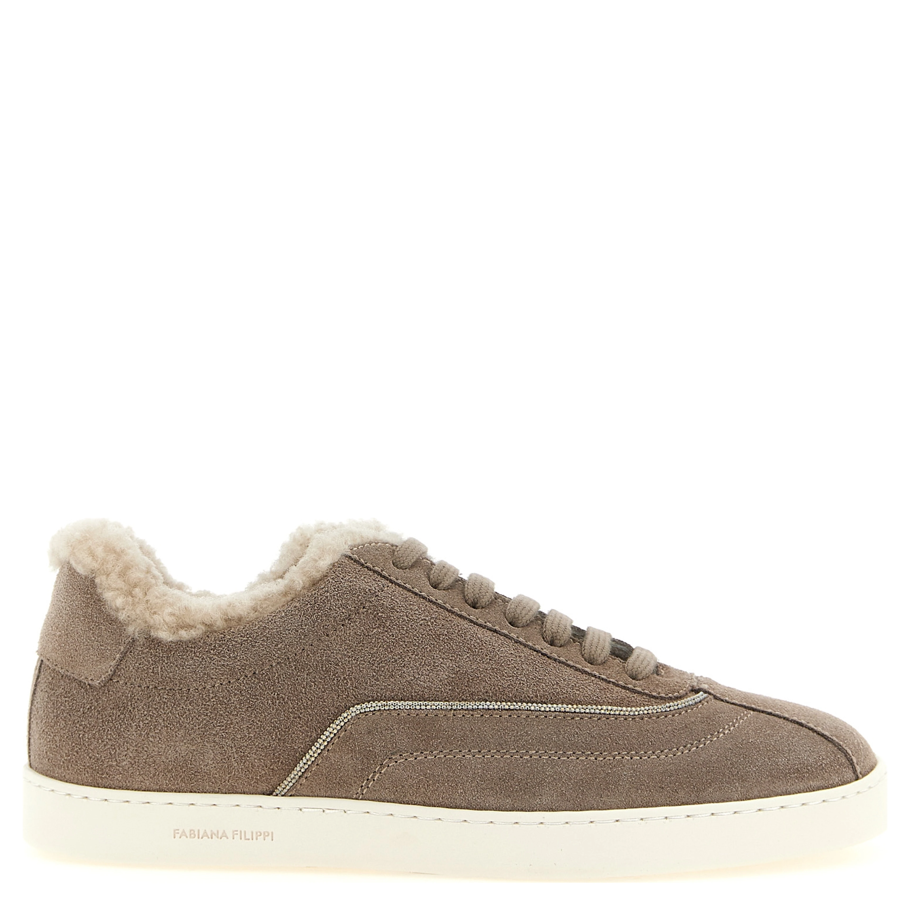 Beige Suede Leather Low Top Sneakers