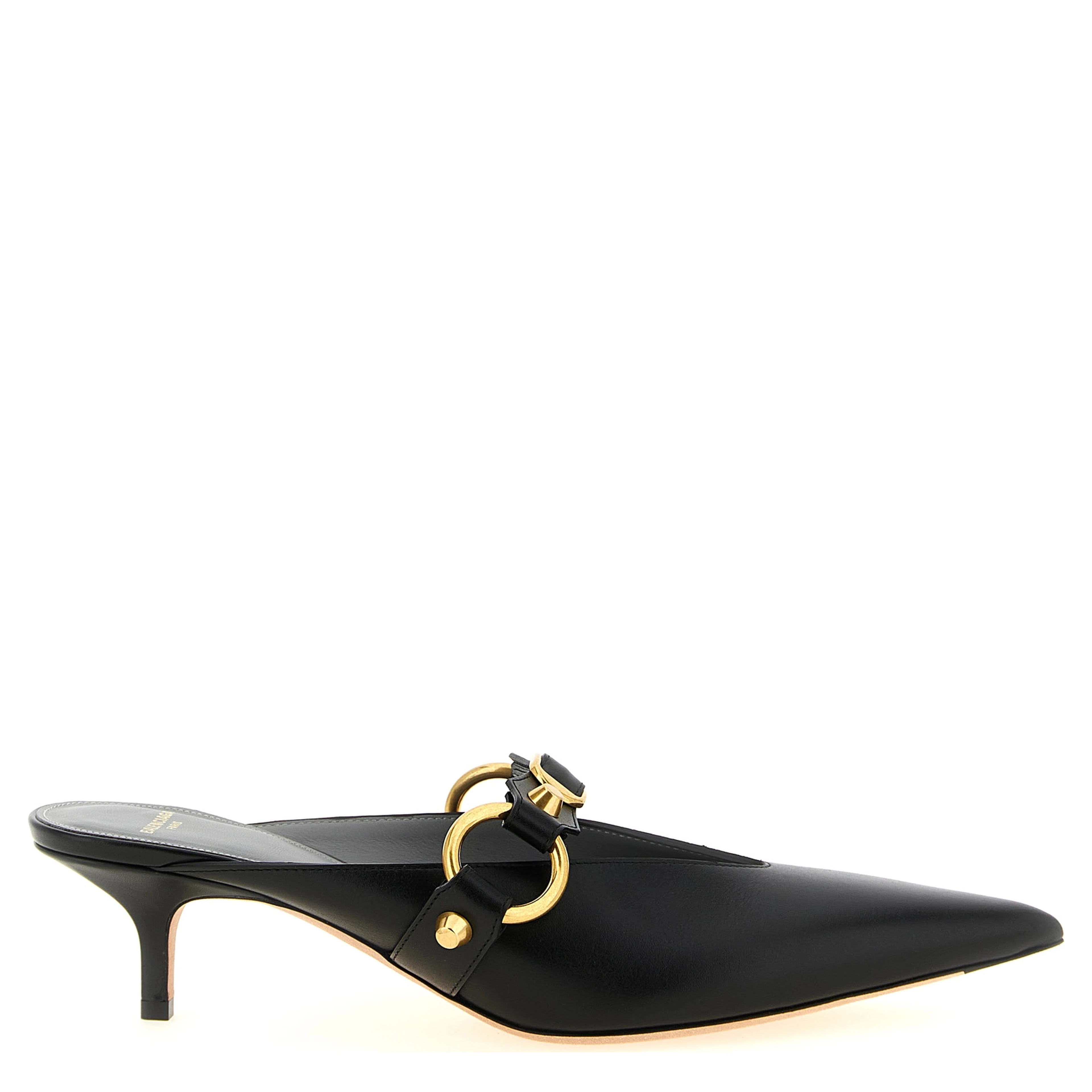 Black Calfskin Mid Heel Pumps