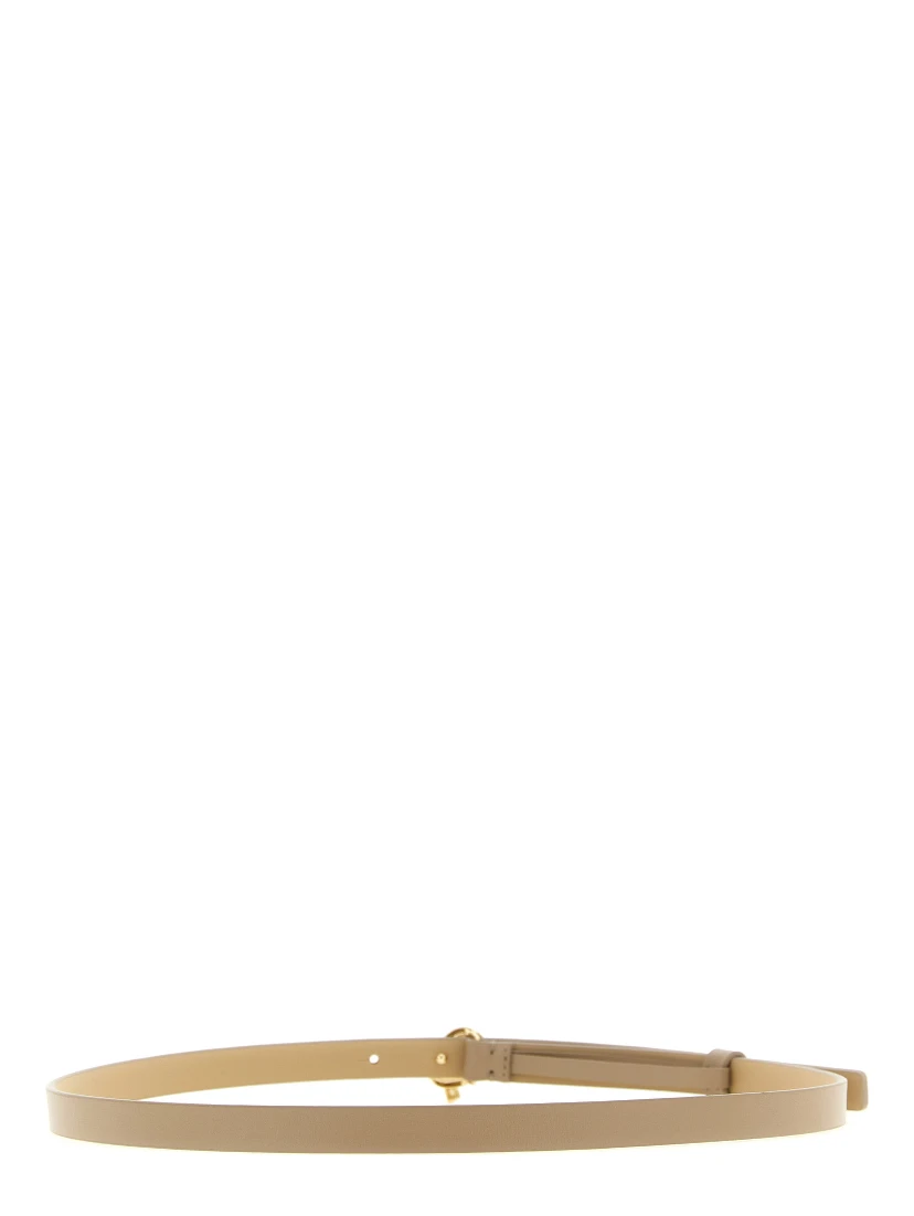 Beige Leather Thin Belt
