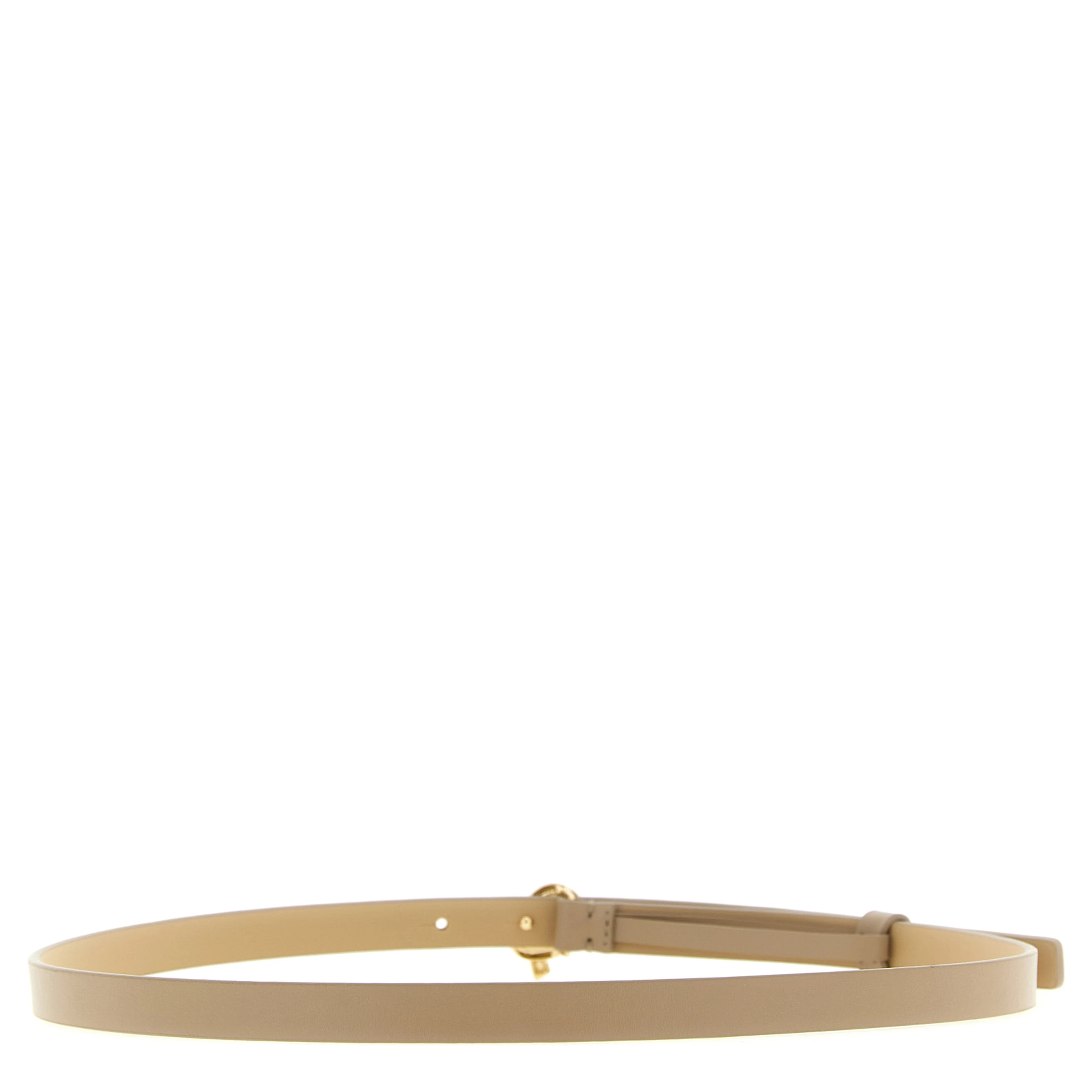 Beige Leather Thin Belt