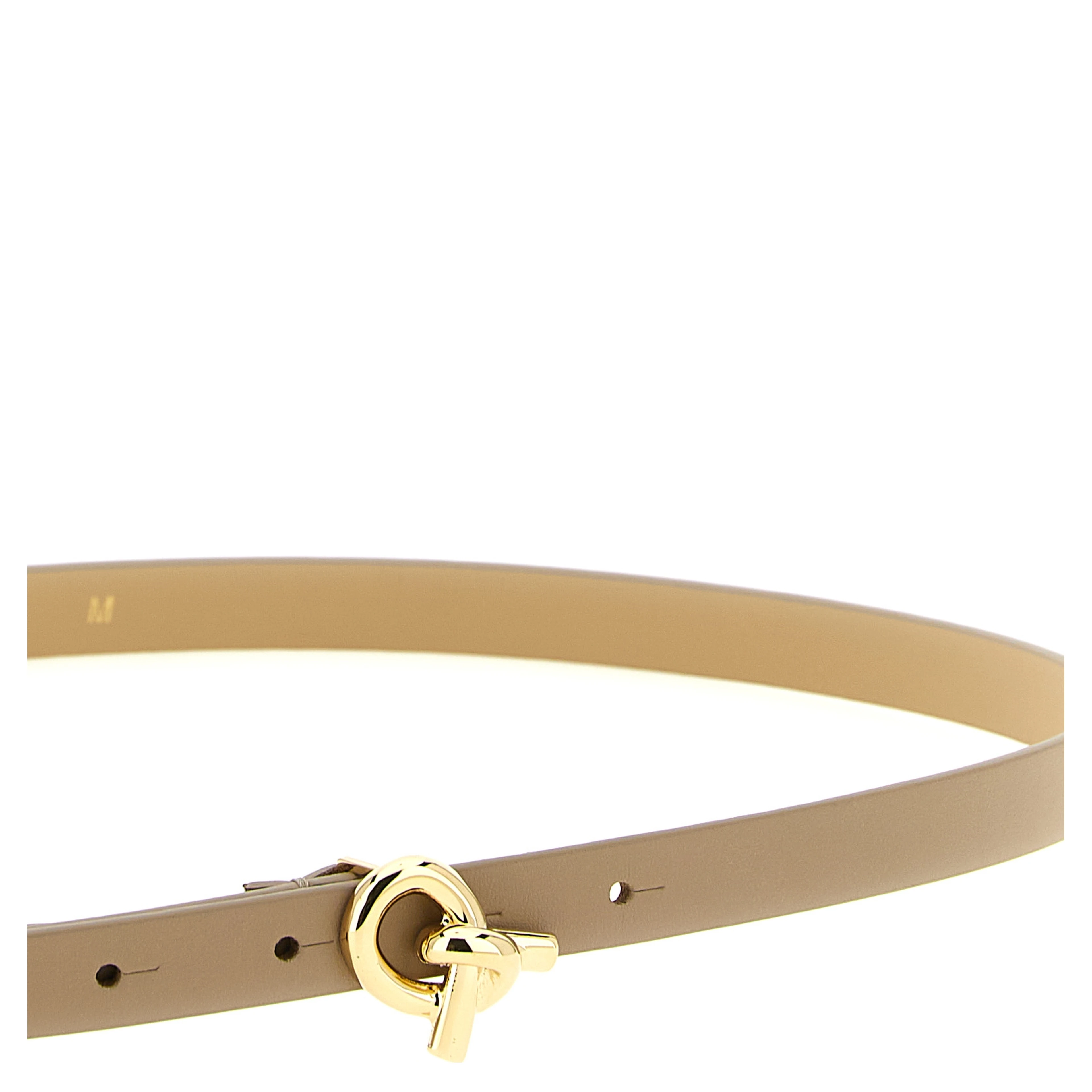 Beige Leather Thin Belt