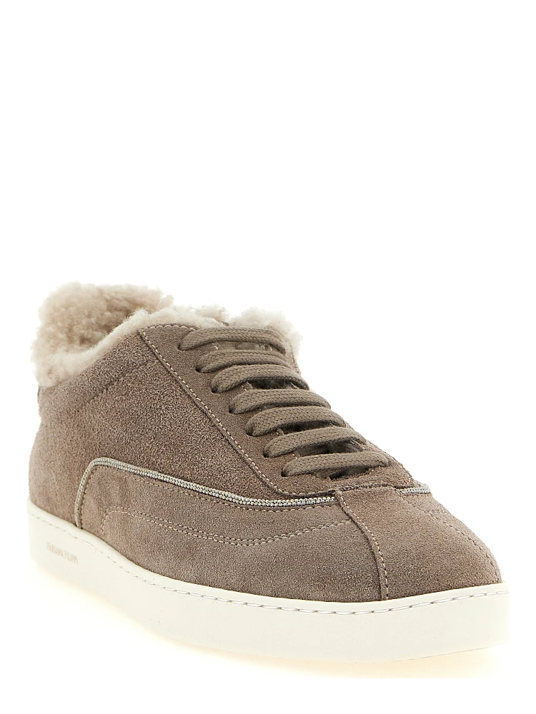 Beige Suede Leather Low Top Sneakers alternative