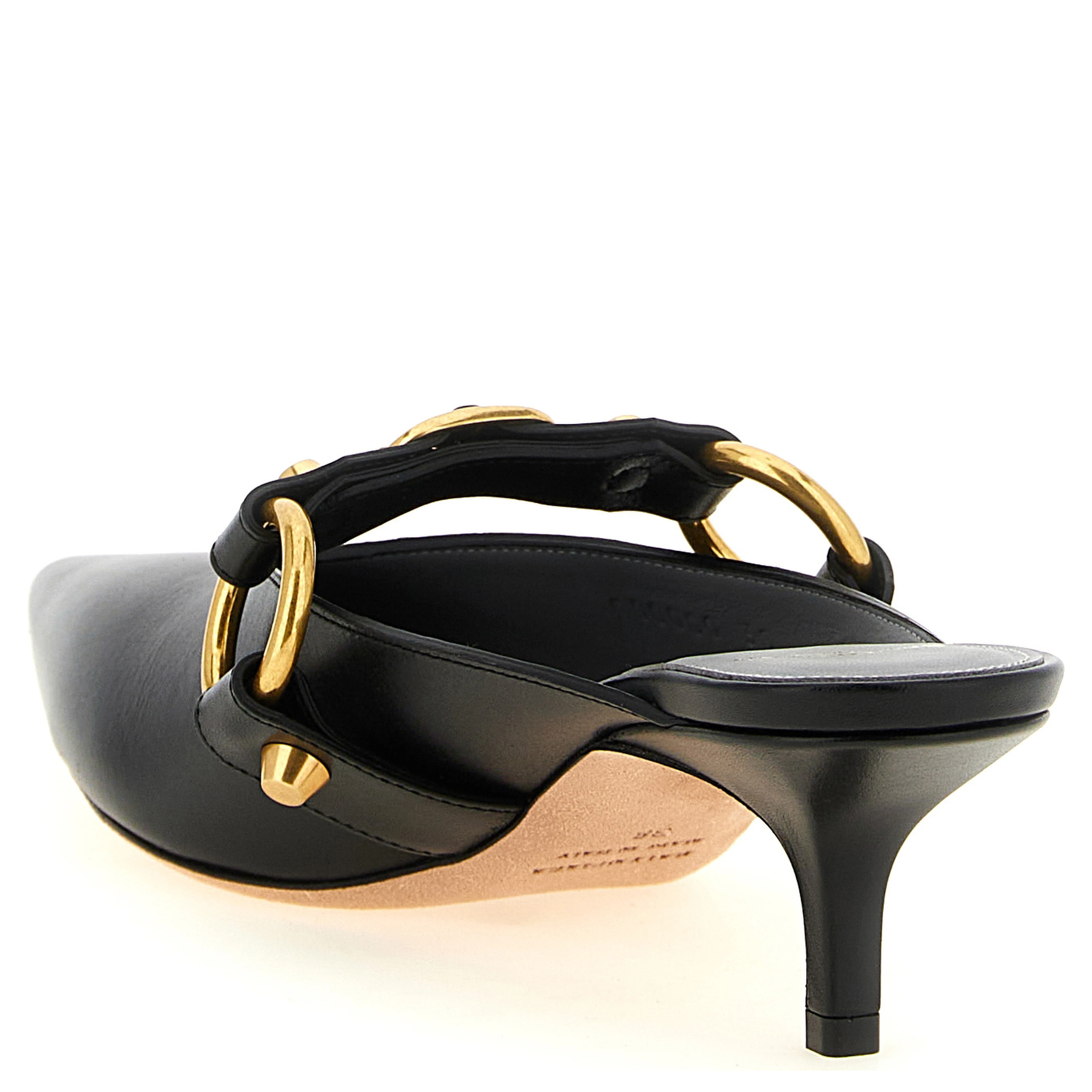 Black Calfskin Mid Heel Pumps