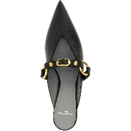 Black Calfskin Mid Heel Pumps