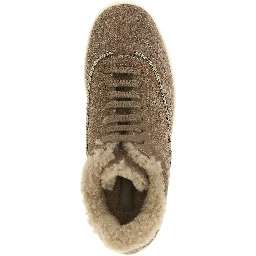 Beige Suede Leather Low Top Sneakers