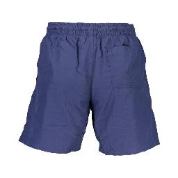 Blue Polyamide Men's Swim Boxer