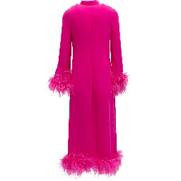 Pink Feather Hem Dress