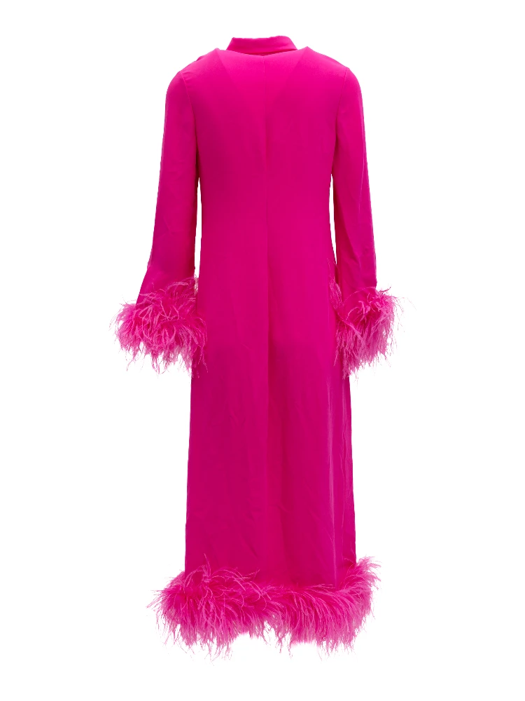 Pink Feather Hem Dress