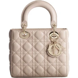 Beige Lamb Leather Shoulder Bag