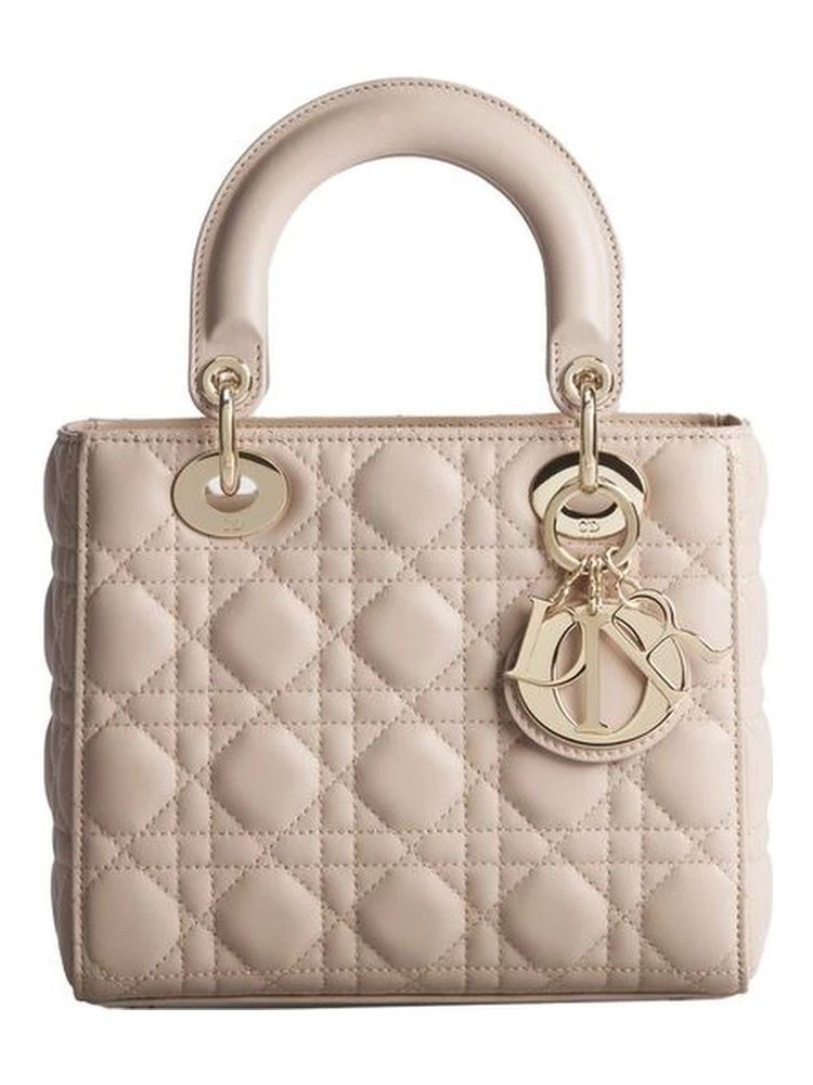 Beige Lamb Leather Shoulder Bag