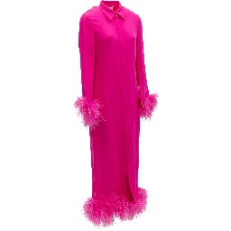 Pink Feather Hem Dress