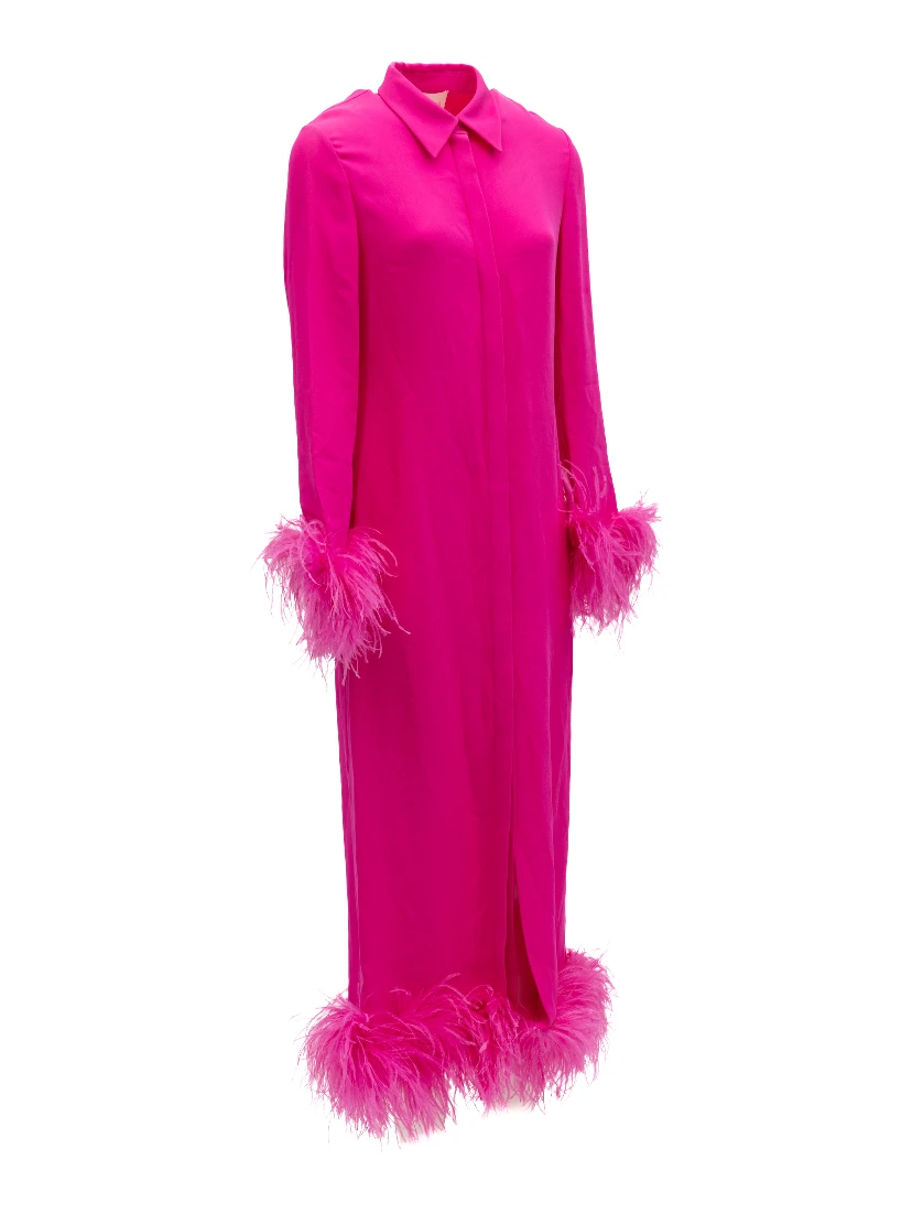 Pink Feather Hem Dress
