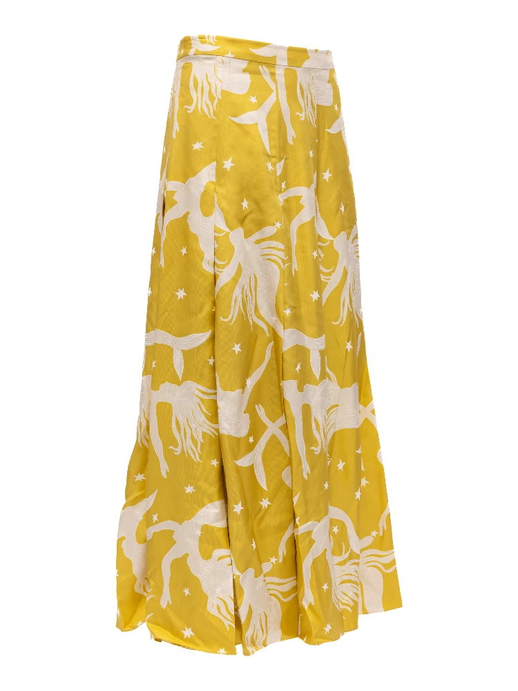 Yellow Printed Maxi Skirt