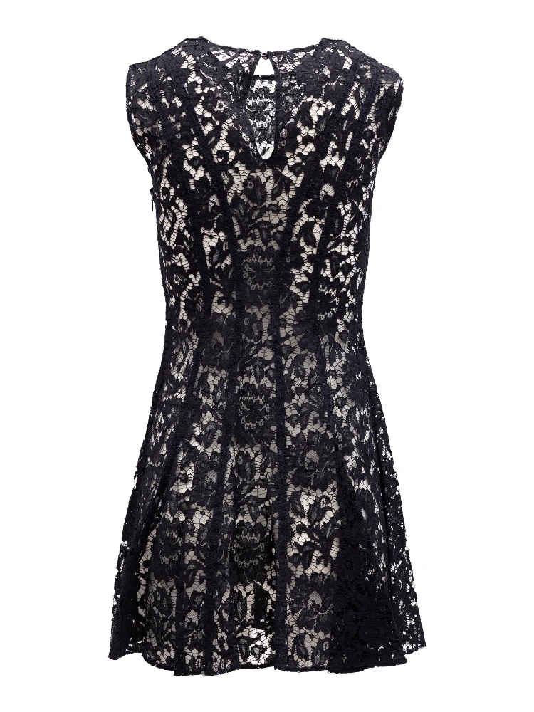 Floral Black Lace Mini Dress