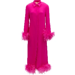 Pink Feather Hem Dress